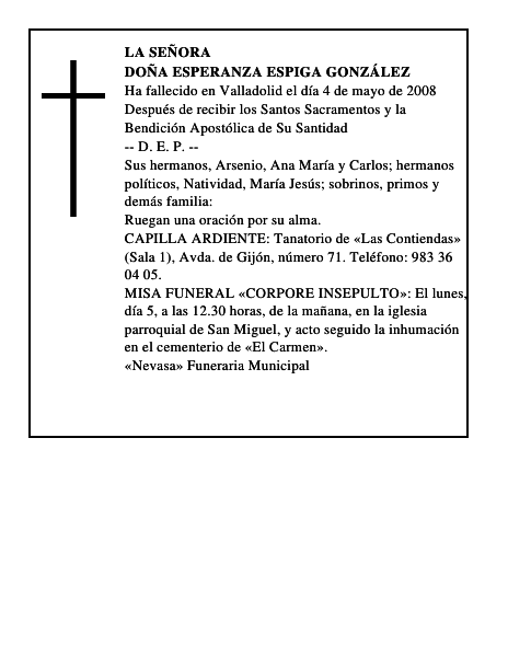 DOÑA ESPERANZA ESPIGA GONZÁLEZ