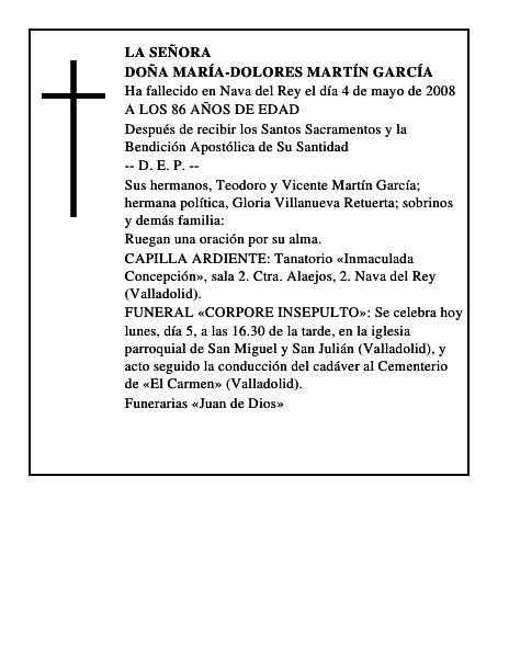 DOÑA MARÍA-DOLORES MARTÍN GARCÍA