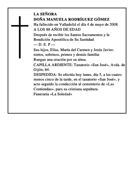 DOÑA MANUELA RODRÍGUEZ GÓMEZ