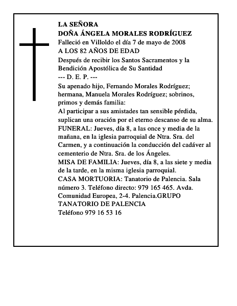 DOÑA ÁNGELA MORALES RODRÍGUEZ