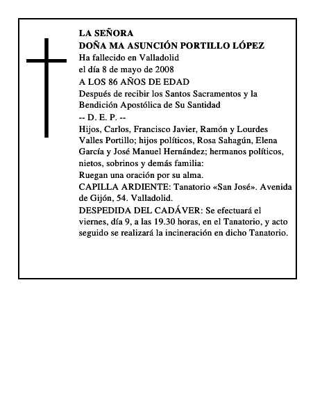 DOÑA Ma ASUNCIÓN PORTILLO LÓPEZ