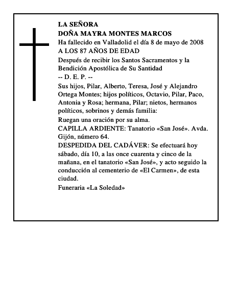 DOÑA MAYRA MONTES MARCOS