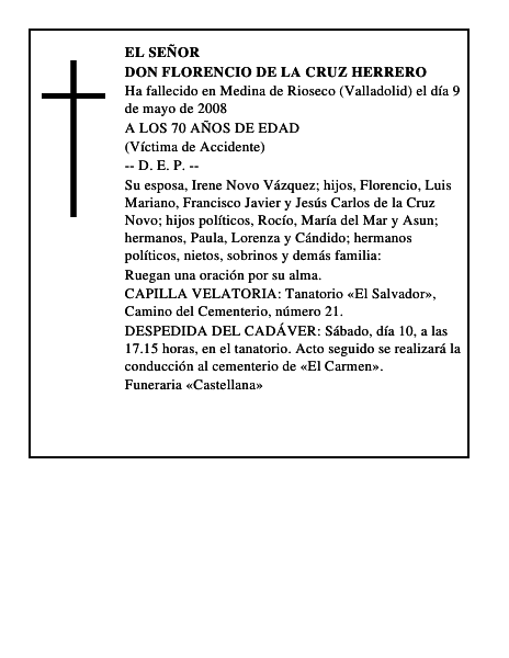 DON FLORENCIO DE LA CRUZ HERRERO