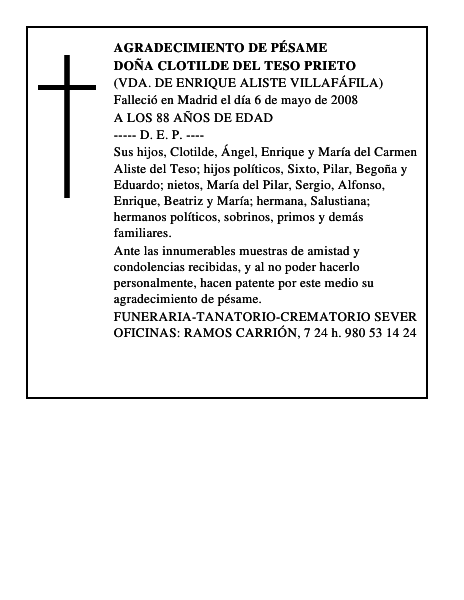 DOÑA CLOTILDE DEL TESO PRIETO