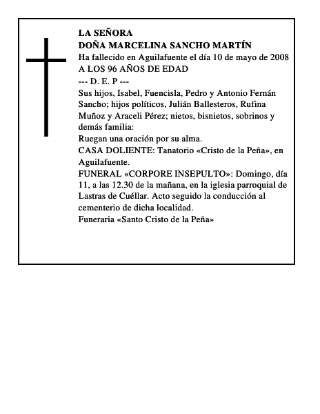 DOÑA MARCELINA SANCHO MARTÍN