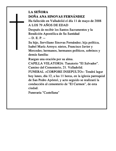 DOÑA ANA SINOVAS FERNÁNDEZ