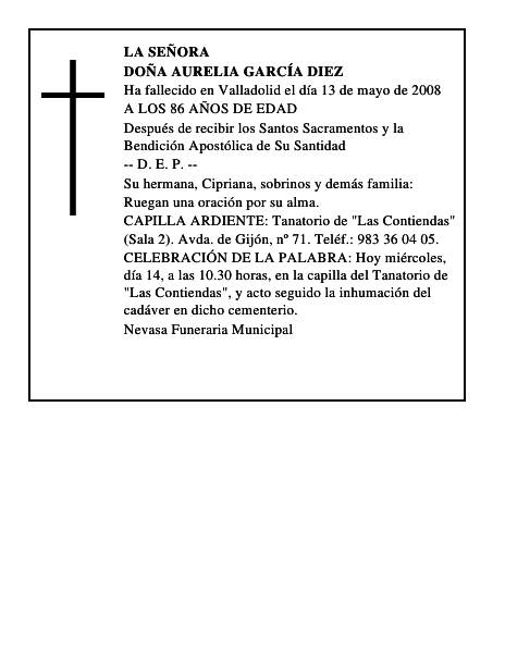 DOÑA AURELIA GARCÍA DIEZ