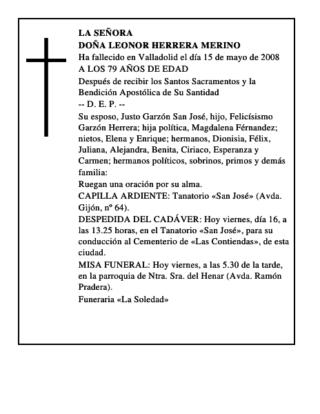 DOÑA LEONOR HERRERA MERINO