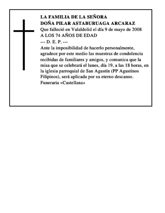 DOÑA PILAR ASTABURUAGA ARCARAZ