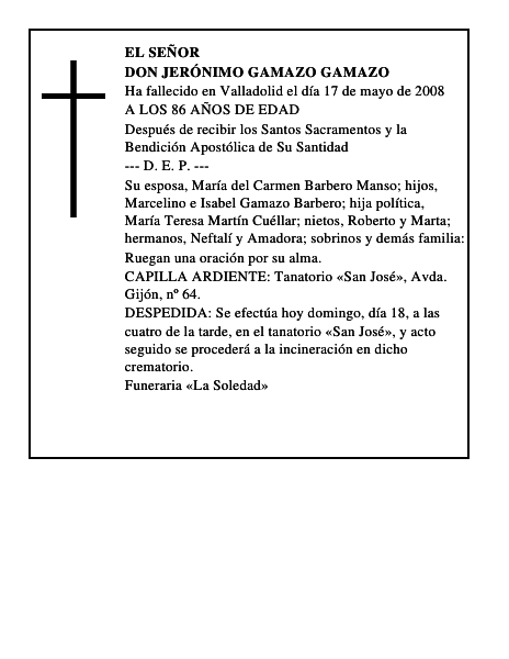 DON JERÓNIMO GAMAZO GAMAZO