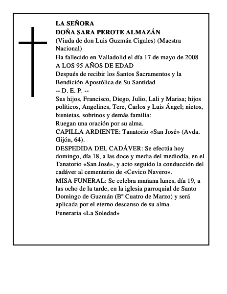 DOÑA SARA PEROTE ALMAZÁN