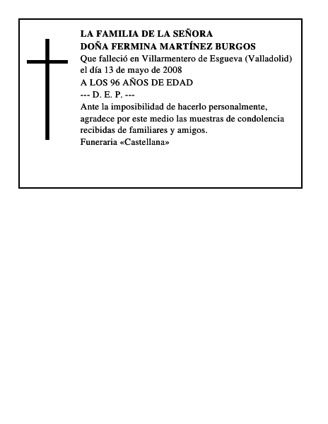 DOÑA FERMINA MARTÍNEZ BURGOS