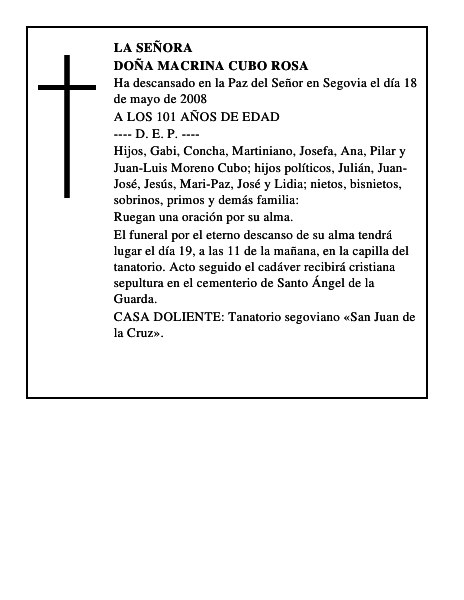 DOÑA MACRINA CUBO ROSA