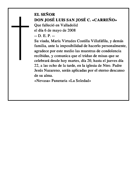 DON JOSÉ LUIS SAN JOSÉ C. CARREÑO