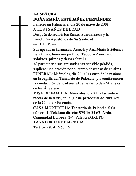 DOÑA MARÍA ESTÉBAÑEZ FERNÁNDEZ