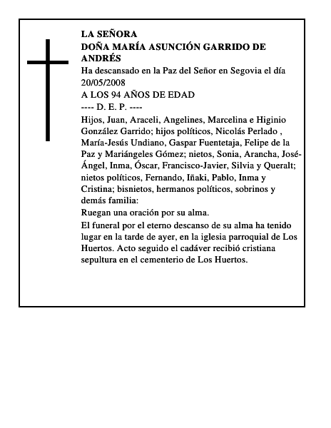 DOÑA MARÍA ASUNCIÓN GARRIDO DE ANDRÉS