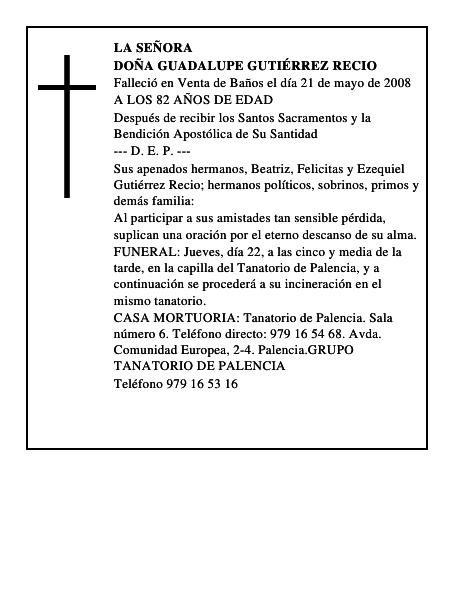 DOÑA GUADALUPE GUTIÉRREZ RECIO