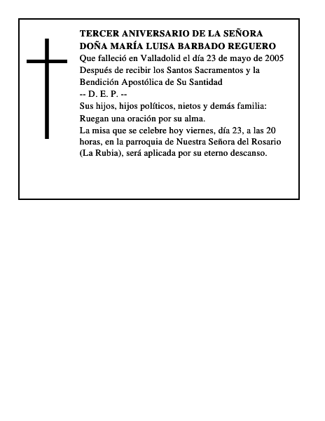 DOÑA MARÍA LUISA BARBADO REGUERO