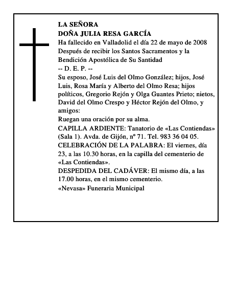 DOÑA JULIA RESA GARCÍA