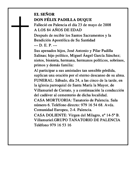 DON FÉLIX PADILLA DUQUE