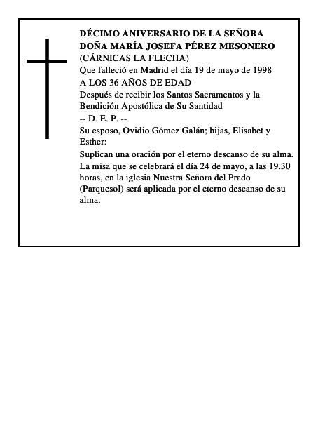 DOÑA MARÍA JOSEFA PÉREZ MESONERO