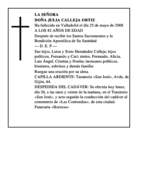 DOÑA JULIA CALLEJA ORTIZ