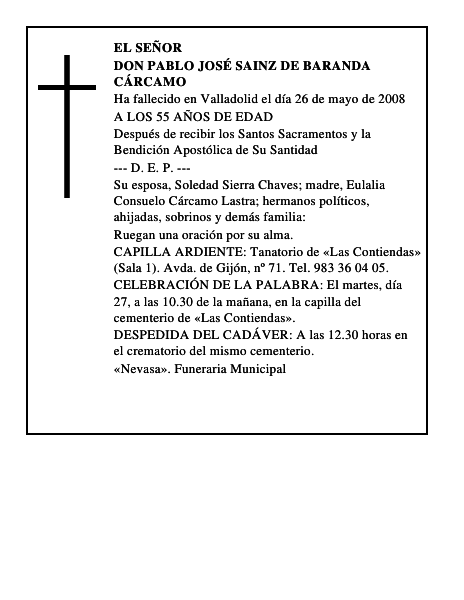 DON PABLO JOSÉ SAINZ DE BARANDA CÁRCAMO