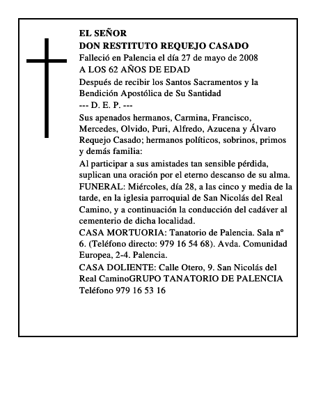 DON RESTITUTO REQUEJO CASADO