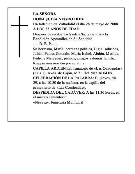 DOÑA JULIA NEGRO DIEZ