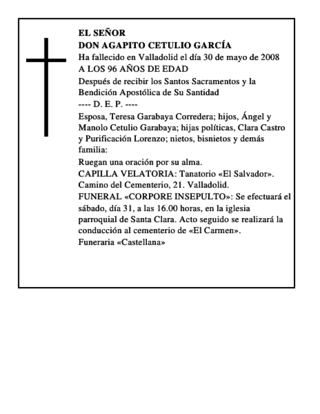 DON AGAPITO CETULIO GARCÍA