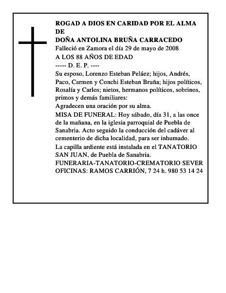 DOÑA ANTOLINA BRUÑA CARRACEDO