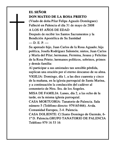 DON MATEO DE LA ROSA PRIETO