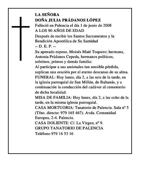 DOÑA JULIA PRÁDANOS LÓPEZ