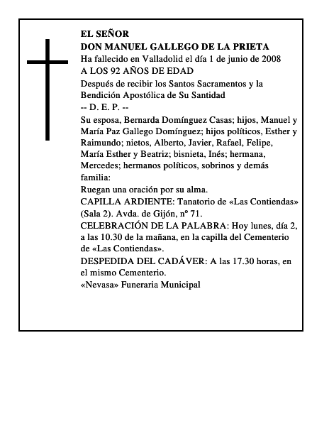 DON MANUEL GALLEGO DE LA PRIETA