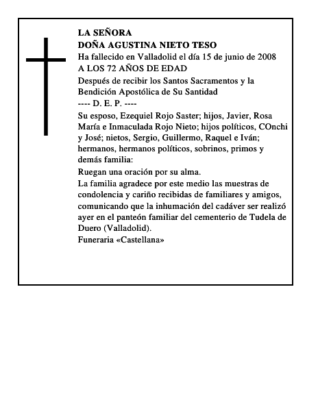 DOÑA AGUSTINA NIETO TESO