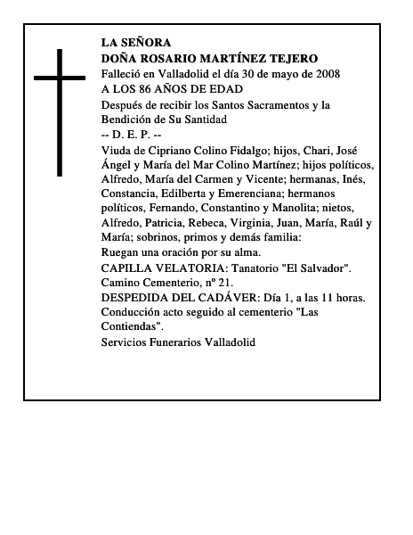 DOÑA ROSARIO MARTÍNEZ TEJERO