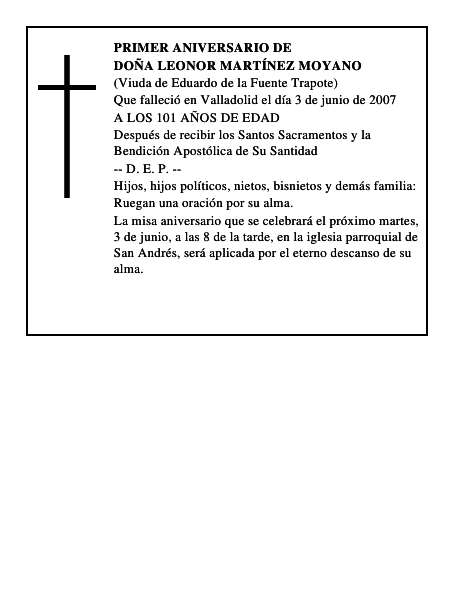 DOÑA LEONOR MARTÍNEZ MOYANO