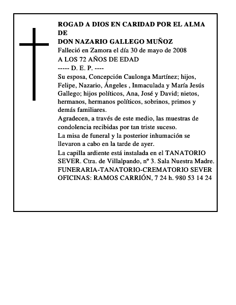 DON NAZARIO GALLEGO MUÑOZ