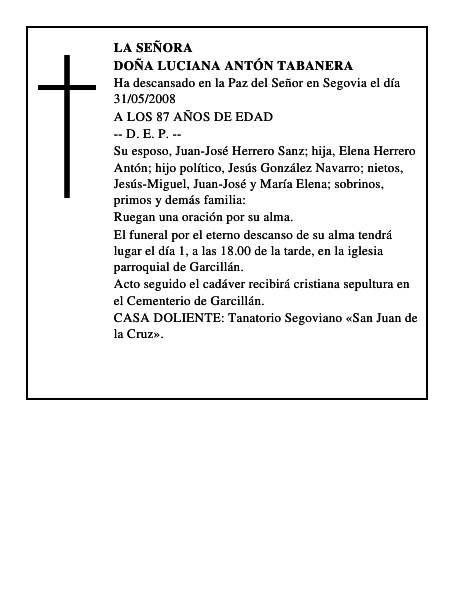 DOÑA LUCIANA ANTÓN TABANERA