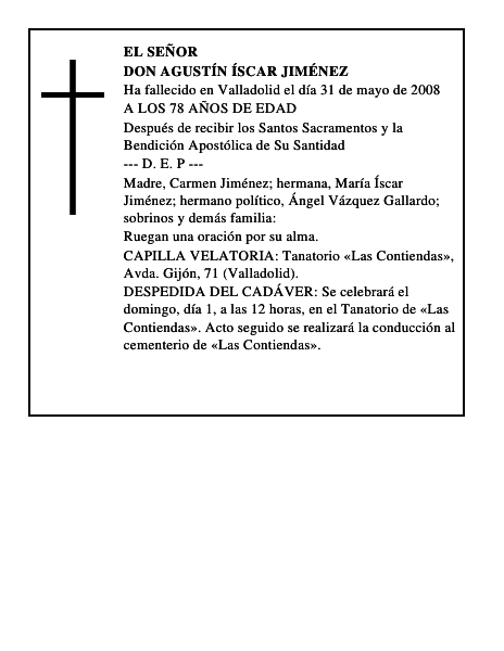 DON AGUSTÍN ÍSCAR JIMÉNEZ