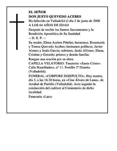 DON JUSTO QUEVEDO ACEBES