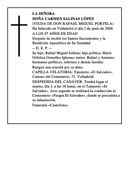 DOÑA CARMEN SALINAS LÓPEZ