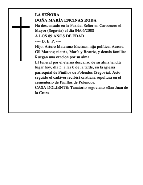 DOÑA MARÍA ENCINAS RODA