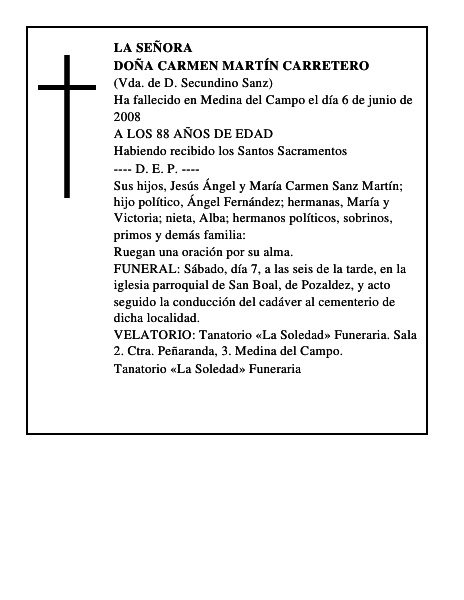 DOÑA CARMEN MARTÍN CARRETERO