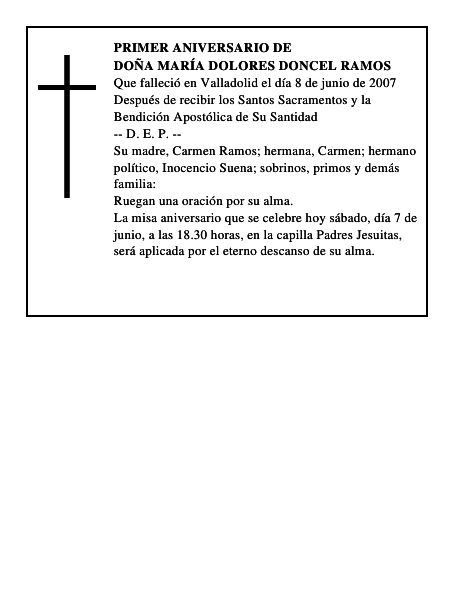 DOÑA MARÍA DOLORES DONCEL RAMOS