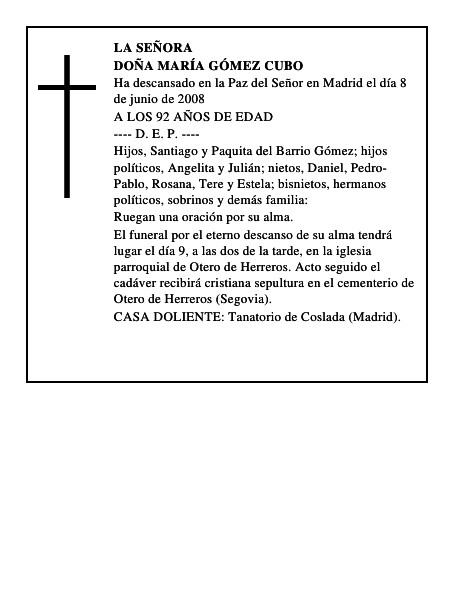 DOÑA MARÍA GÓMEZ CUBO
