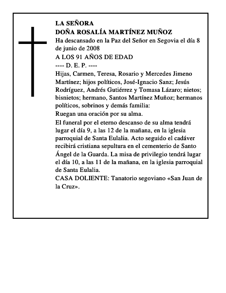 DOÑA ROSALÍA MARTÍNEZ MUÑOZ