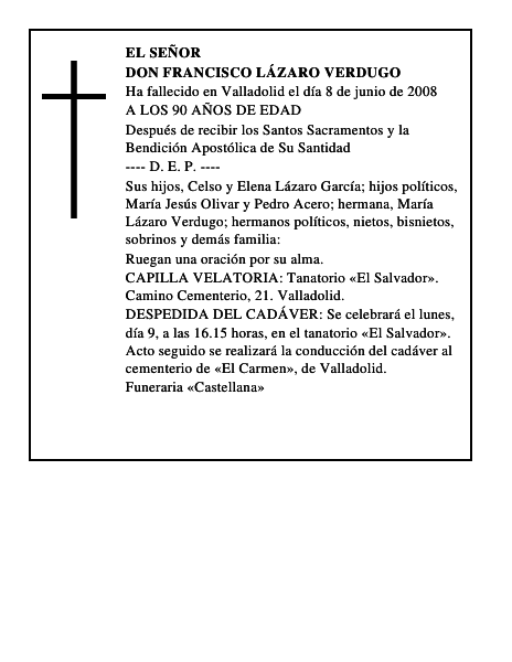 DON FRANCISCO LÁZARO VERDUGO