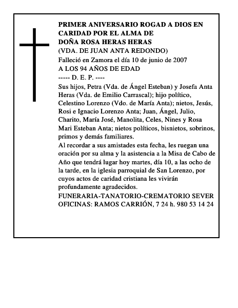 DOÑA ROSA HERAS HERAS