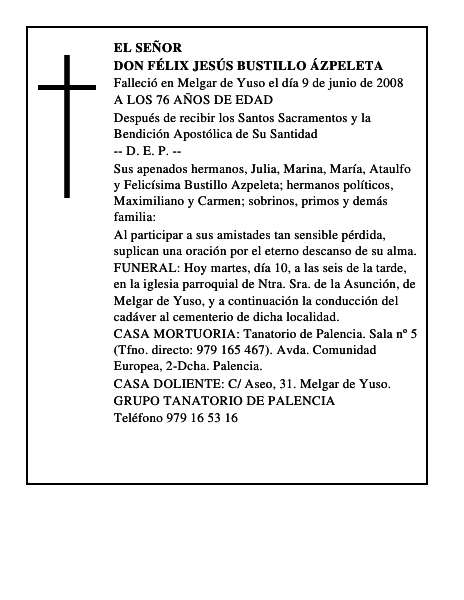 DON FÉLIX JESÚS BUSTILLO ÁZPELETA